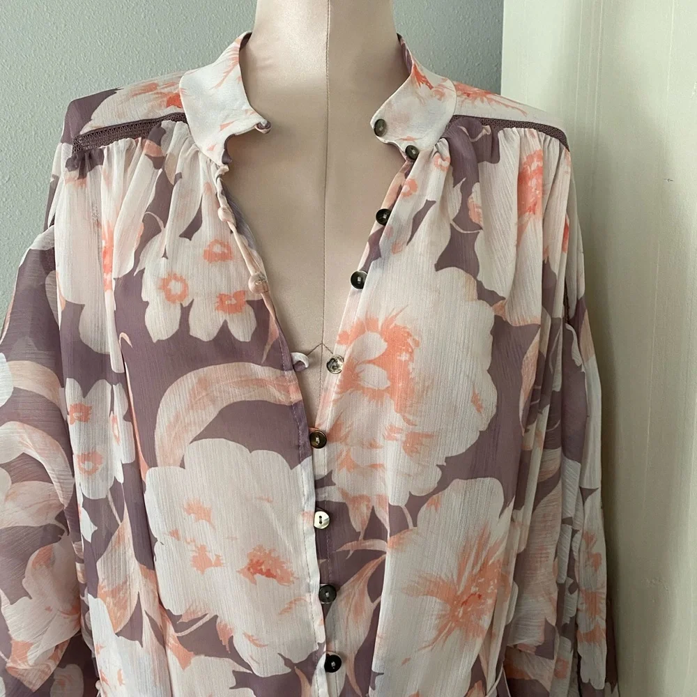 NWT P2 Floral Print Kimono Robe Swim Coverup Festival Pool